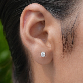 Old Mine Cushion Cut Moissanite Stud Earrings