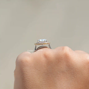 View of Old Mine Cushion Cut Ring In Finger