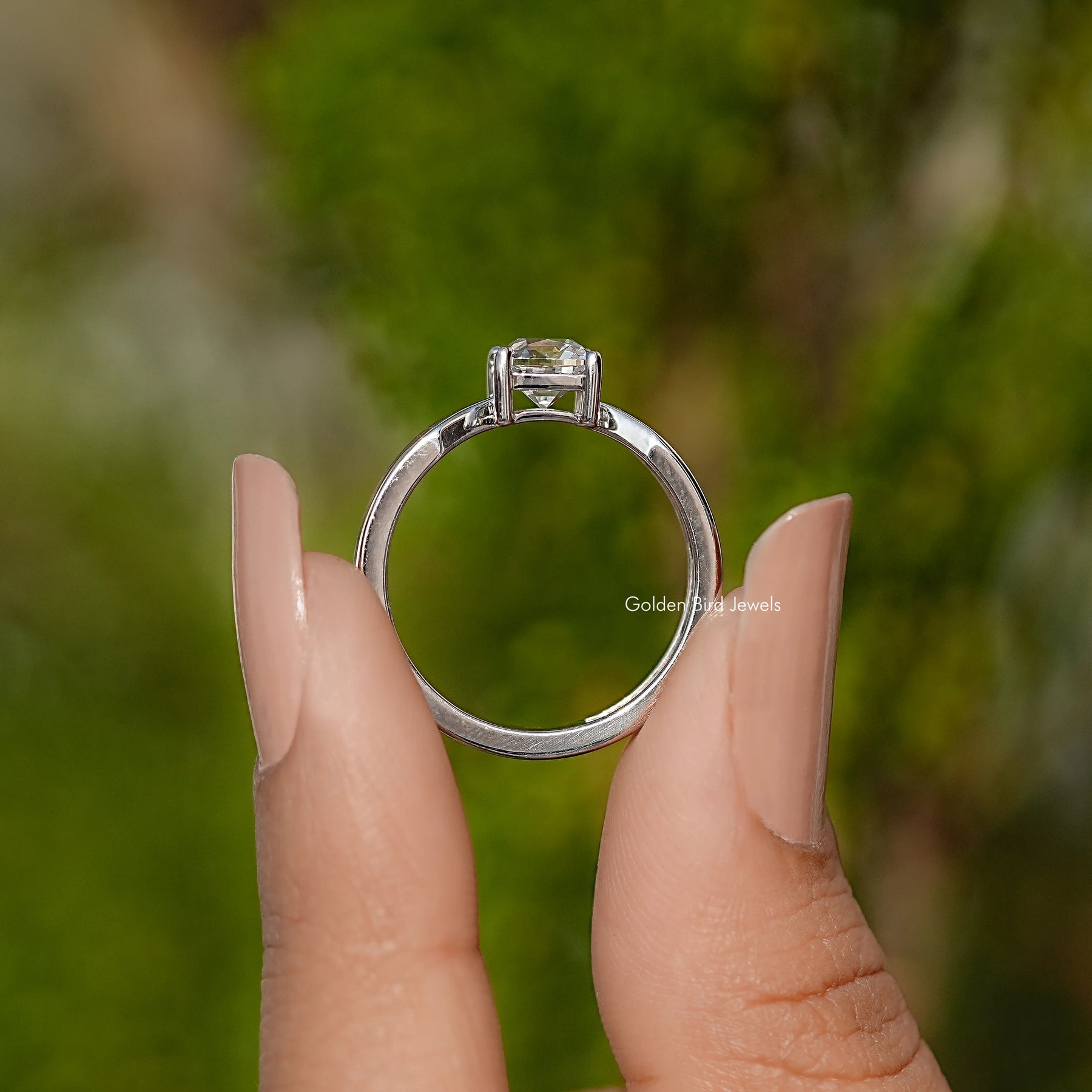 Square Old Mine Cushion Dimaond Solitaire Ring