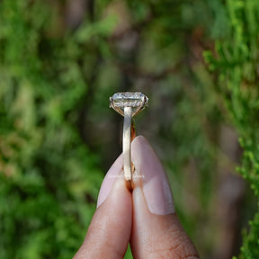 Elongated Old Mine Cushion Lab Diamond Hidden Halo Ring