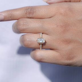 Old Mine Cushion Moissanite Accent Stone Ring