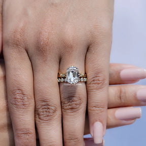 Längliches OMC Kissen Moissanite Brautring Set