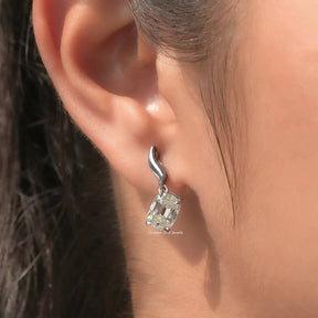 [Old Mine Cushion Cut Moissanite Earrings]-[Golden Bird Jewels]