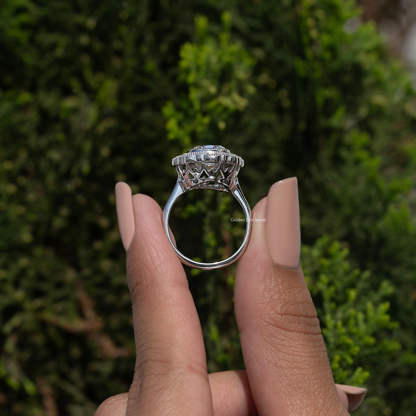 Old Mine Cushion Cut Moissanite Halo Ring