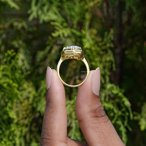 Moissanite Old Mine Cushion Milgrain Engagement Ring