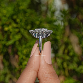 Double Halo Old Mine Cushion Moissanite Ring