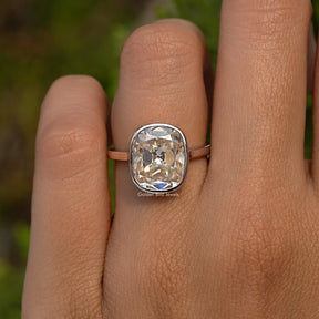 Elongated Old Mine Cushion Moissanite Ring
