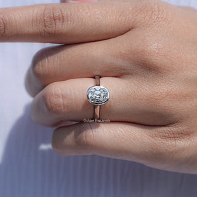 Bezel Set Old Mine Cushion Lab Diamond Ring