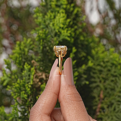 Old Mine Cushion Three Stone Moissanite Ring