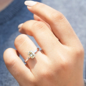 [Old Mine Cushion Cut Moissanite Ring]-[Golden Bird Jewels]