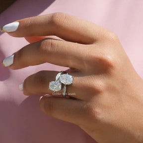 Front View of Old Mine Cushion Cut Moissanite Ring In Finger