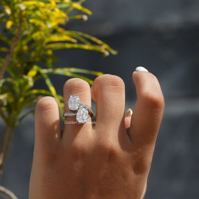 Moissanite Cushion Cut Two Stone Ring In White Gold