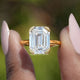 Off White Old Mine Emerald Cut Moissanite Ring