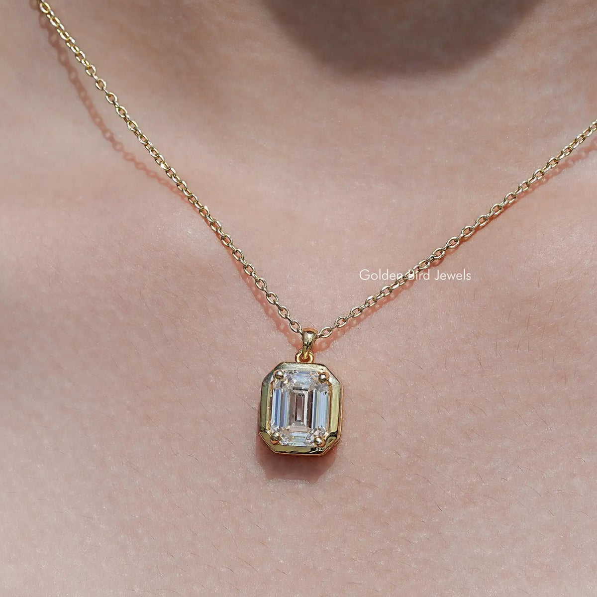 Old Mine Emerald Shaped Moissanite Pendant