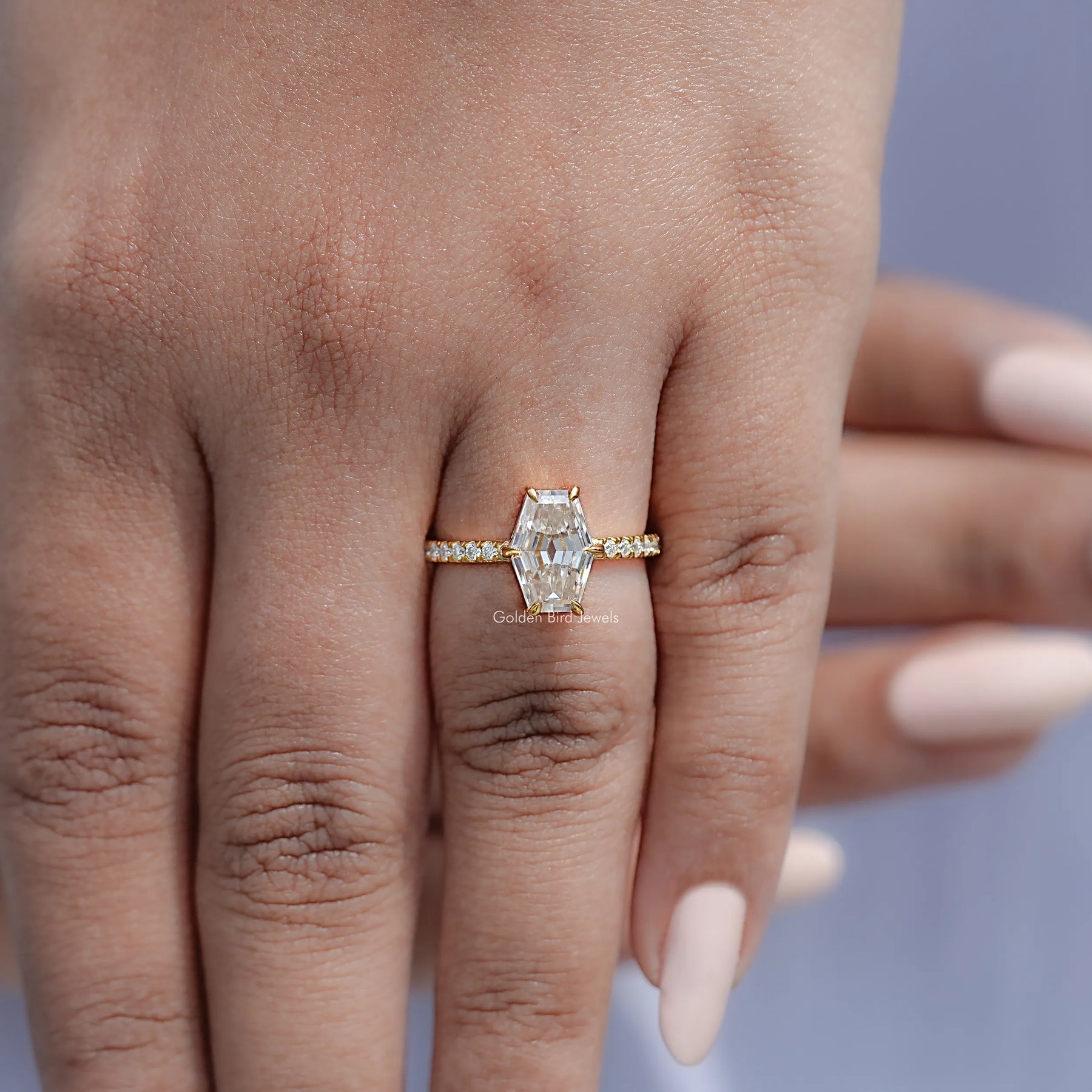 Old Mine Lozenge Cut Moissanite Engagement Ring