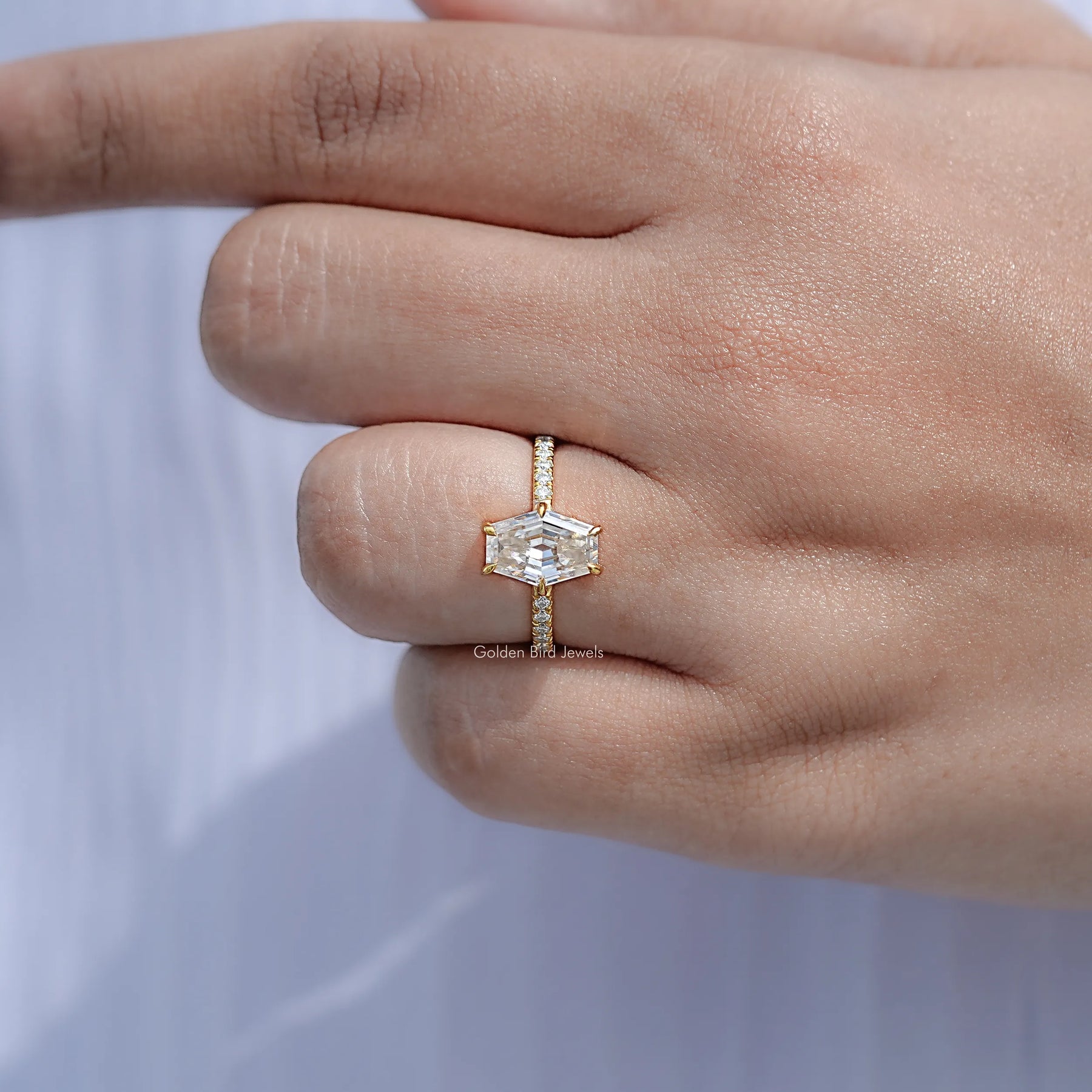 Old Mine Lozenge Cut Moissanite Engagement Ring