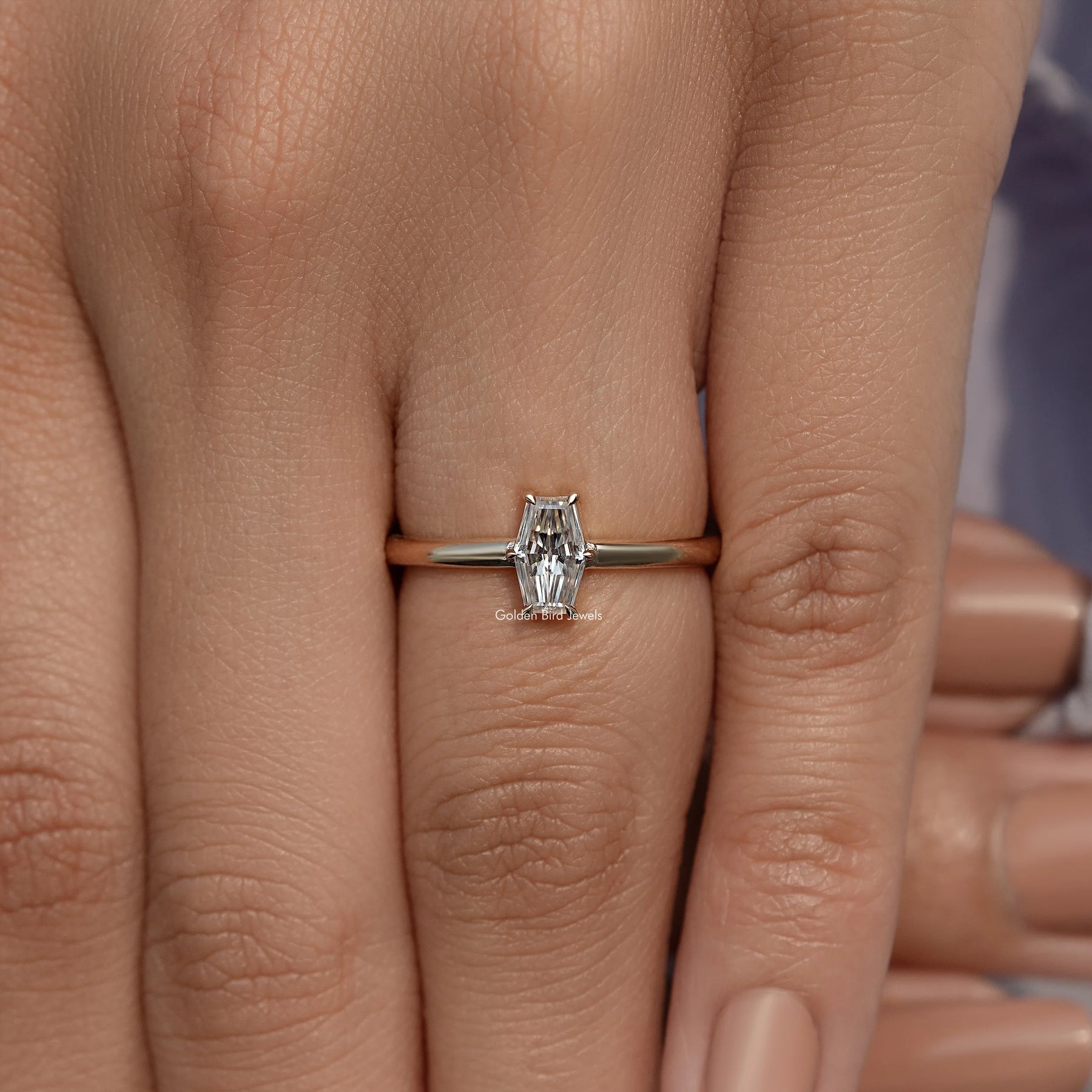 Old Mine Lozenge Solitaire Moissanite Ring