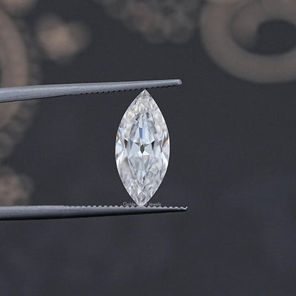 In Tweezer View Of Old Mine Marquise Cut Moissanite Loose Stone