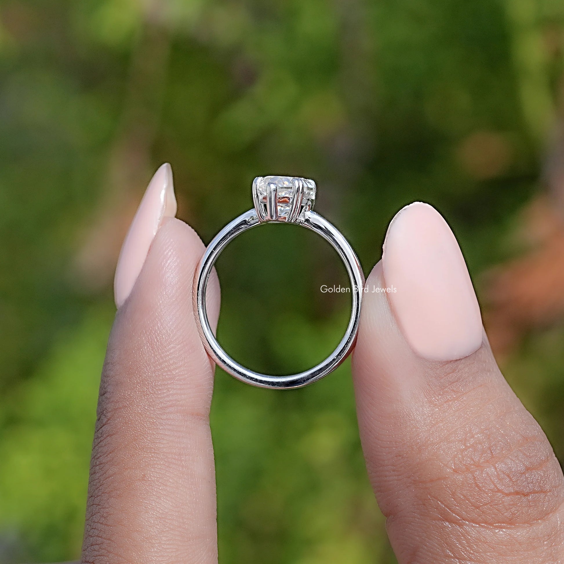 Back View Of Marquise Shaped Moissanite Ring