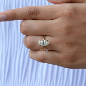 View of Old Mine Marquise Moissanite Ring In Yellow Gold