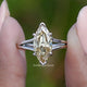 Old Mine Marquise Shaped Moissanite Solitaire Ring