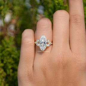 Old Mine Moval Moissanite Accent Stone Engagement Ring