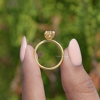 Old Mine Moval Moissanite Solitaire Ring