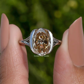 Old Mine – Verlobungsring mit ovalem Schliff und halber Fassung