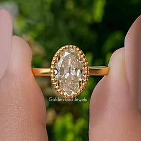 Old Mine Oval Milgrain Bezel Set Moissanite Ring