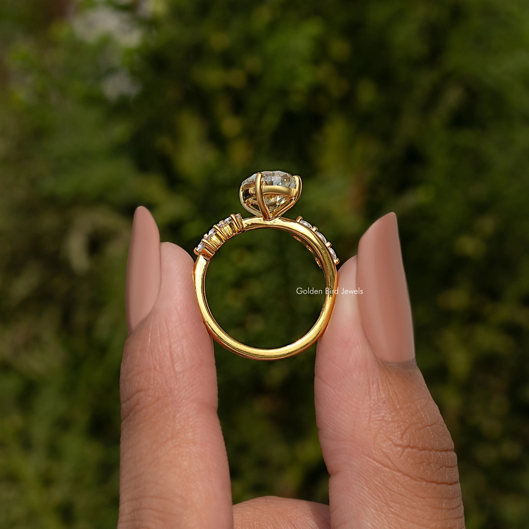 Old Mine Oval Cut Moissanite Ring