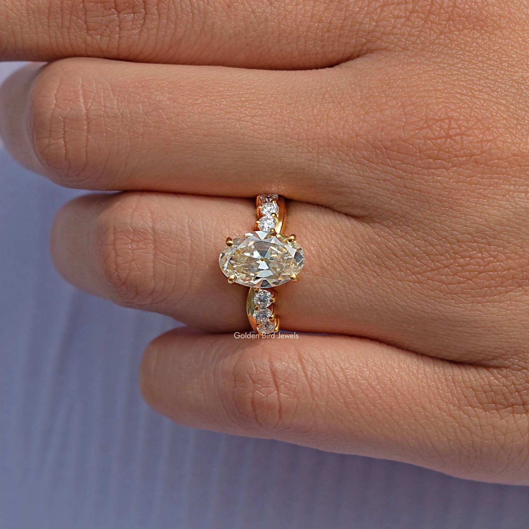 Old Mine Oval Cut Moissanite Ring