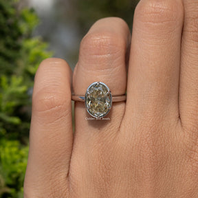 Old Mine Oval Cut Moissanite Solitaire Ring
