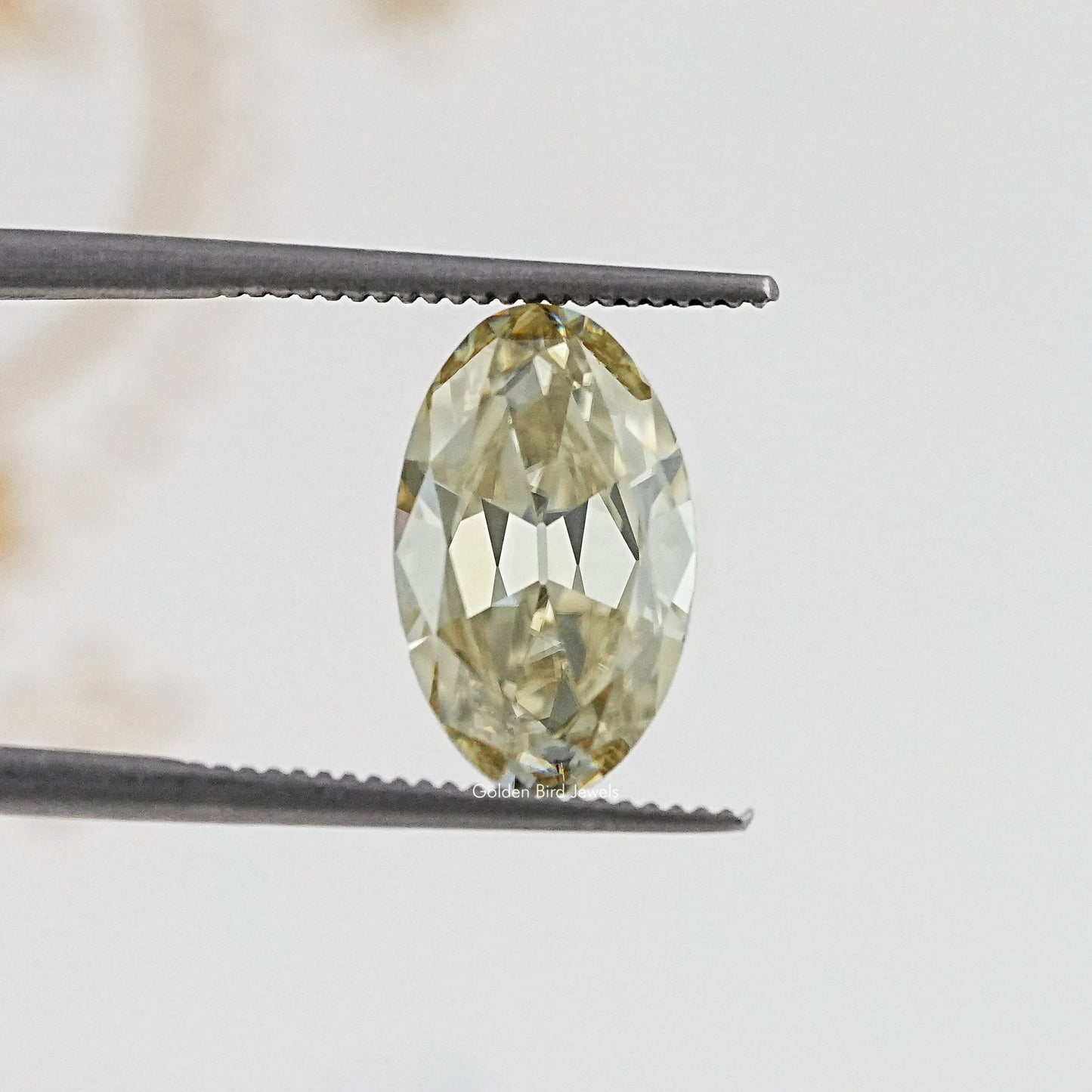 In Tweezer View Of Old Mine Oval Cut Loose Moissanite Stone