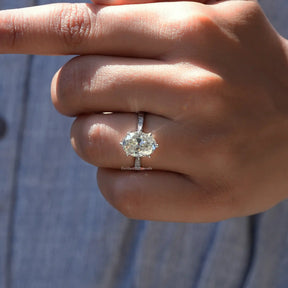 View of Moissanite Oval Cut Accent Ring In White Gold