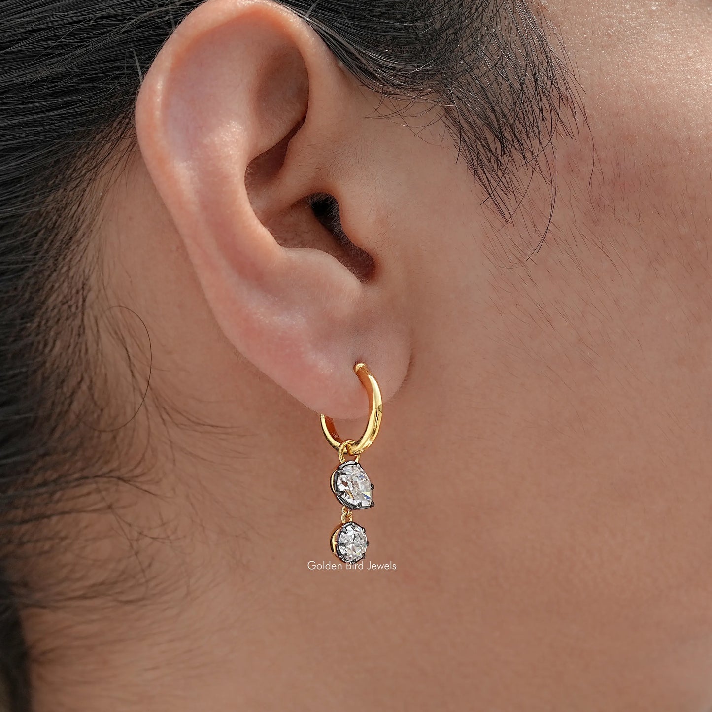 Round Moissanite Dangle Hoop Earrings for women