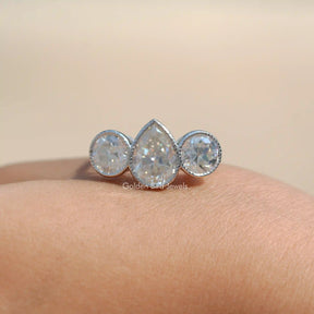 View of Moissanite Old Mine Pear Cut Ring 