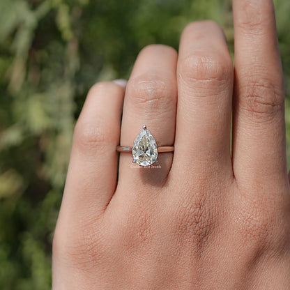 In finger front view of Halo Moissanite Engagement Ring  