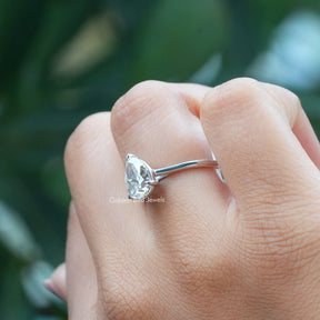 Old Mine Pear Cut Solitaire Engagement Ring In White Gold