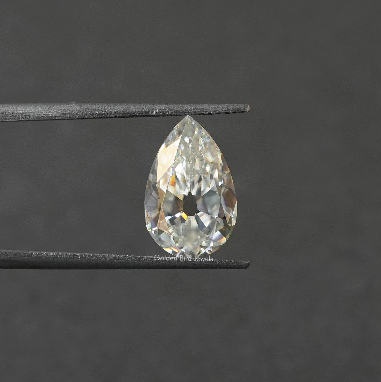 [Old mine pear cut loose moissanite]-[Golden Bird Jewels]