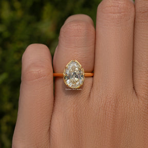 Pear Old Mine Cut Moissanite Engagement Ring
