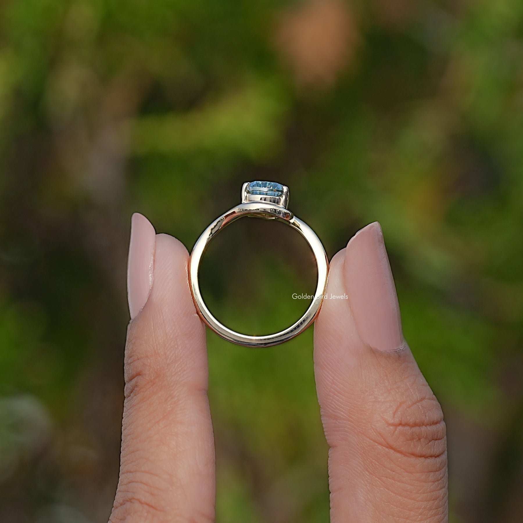 Elongated Pear Moissanite Solitaire Ring