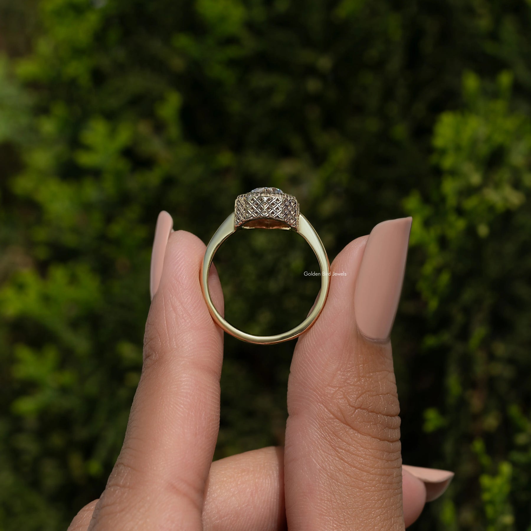 Old Mine Pear Shaped Moissanite Solitaire Ring