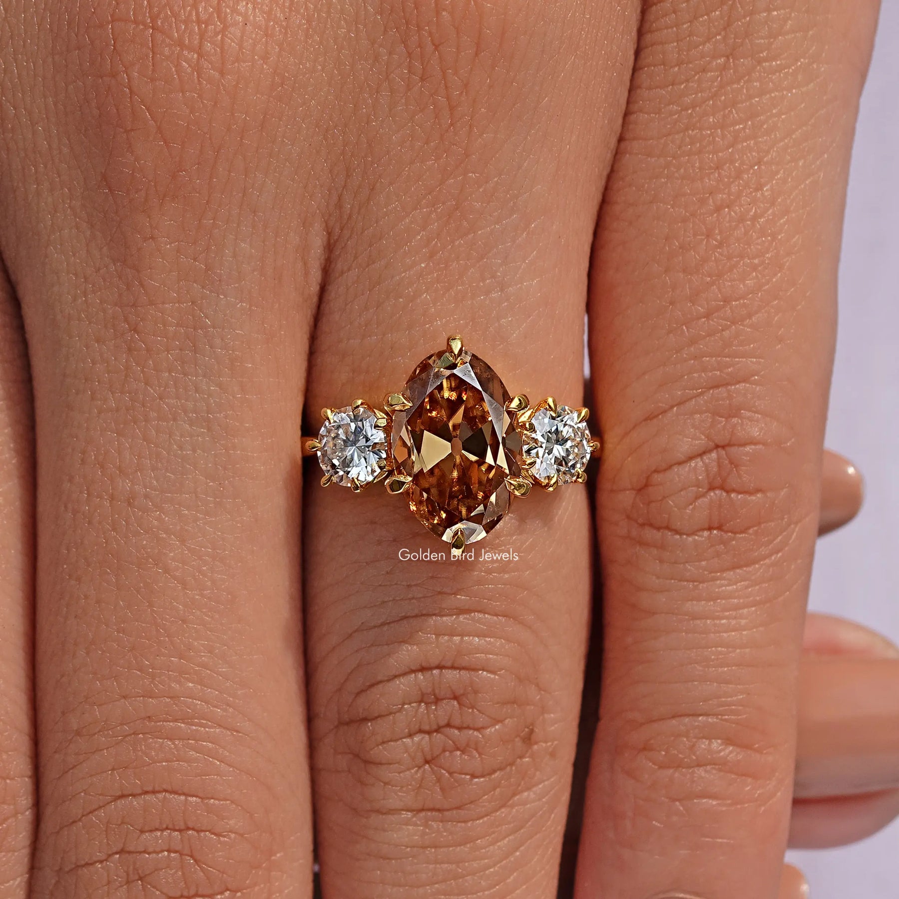 Three Stone Old Mine Oval Cut Solitaire Engagement Ring