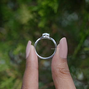 [White Opal Round Cut Infinity Accent Stone Ring]-[Golden Bird Jewels] 