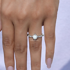 View of Round Cut Gemstone Accent Set Ring In White Gold