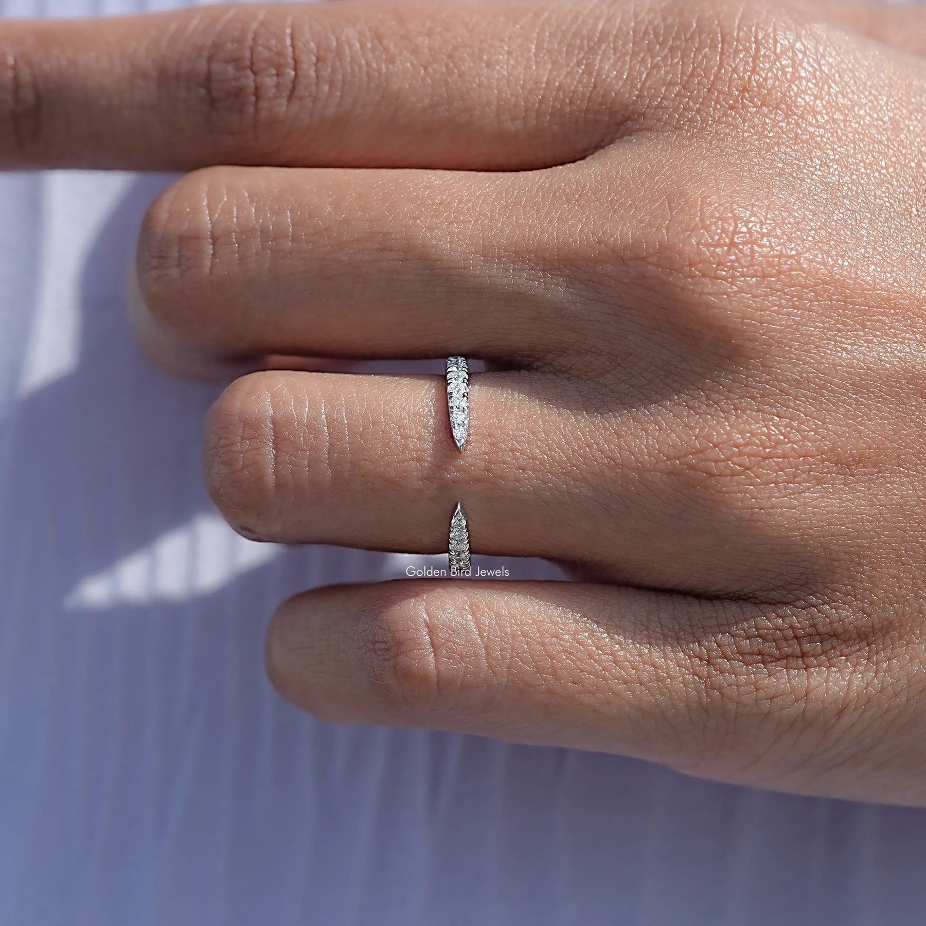 Round Moissanite Open Cuff Stacking Band