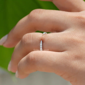 Open Cuff Round Cut Moissanite Dainty Wedding Band