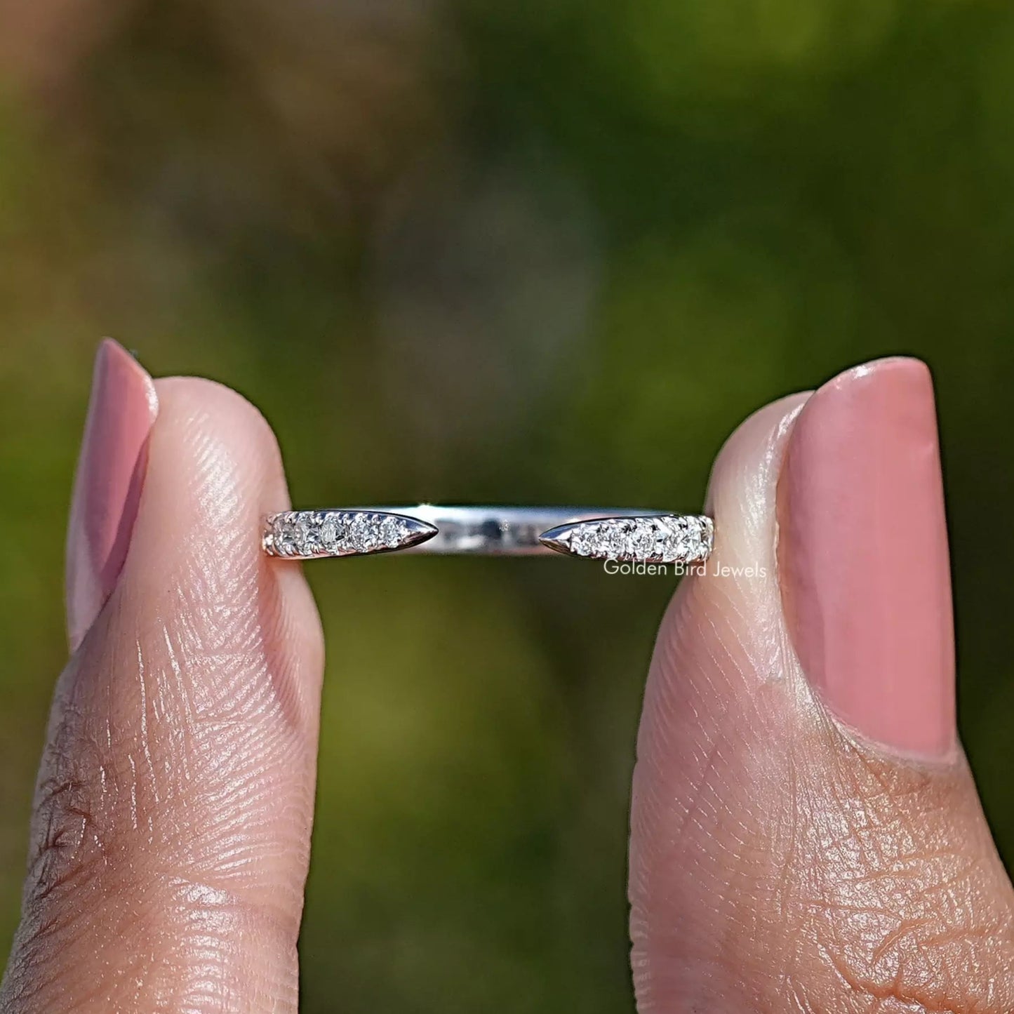 Round Moissanite Open Cuff Stacking Band