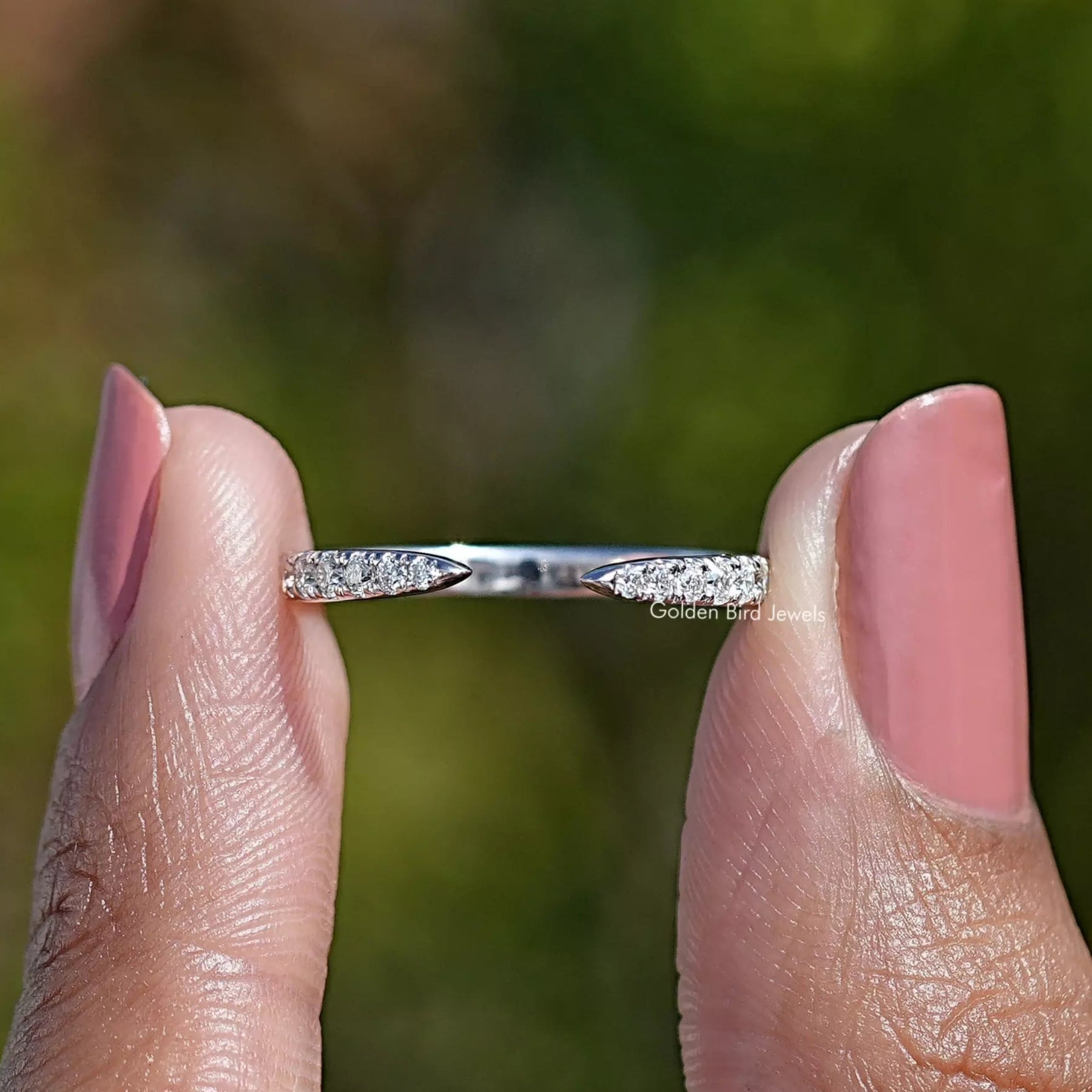 Round Moissanite Open Cuff Stacking Band