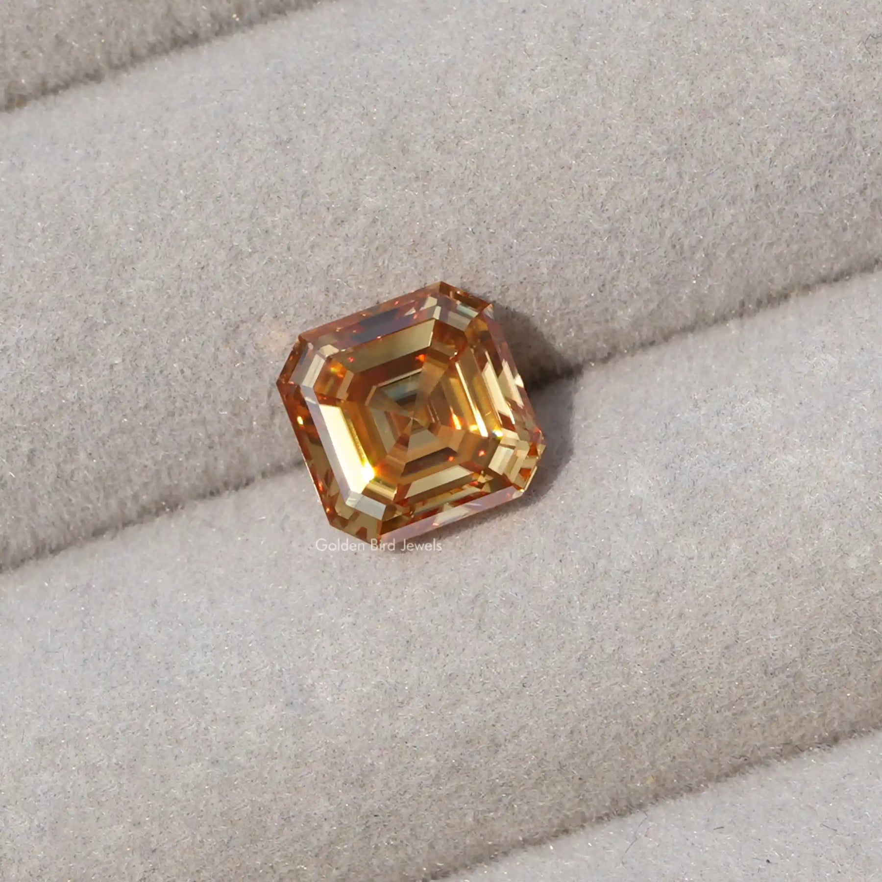 [Orange asscher cut loose moissanite]-[Golden Bird Jewels]